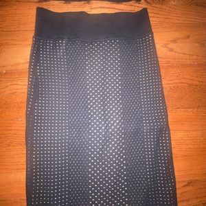 2 piece black top and skirt, lined, sweater material